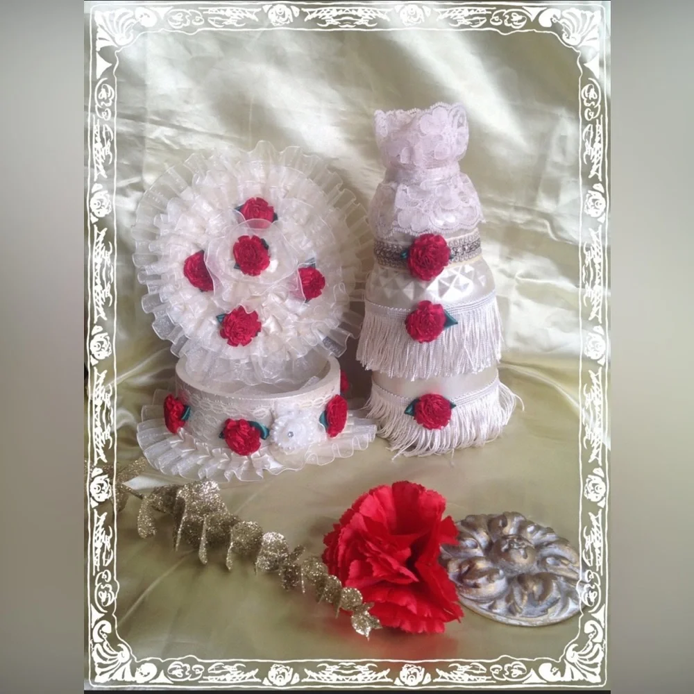 Hand Crafted Red Roses Jewelry Box